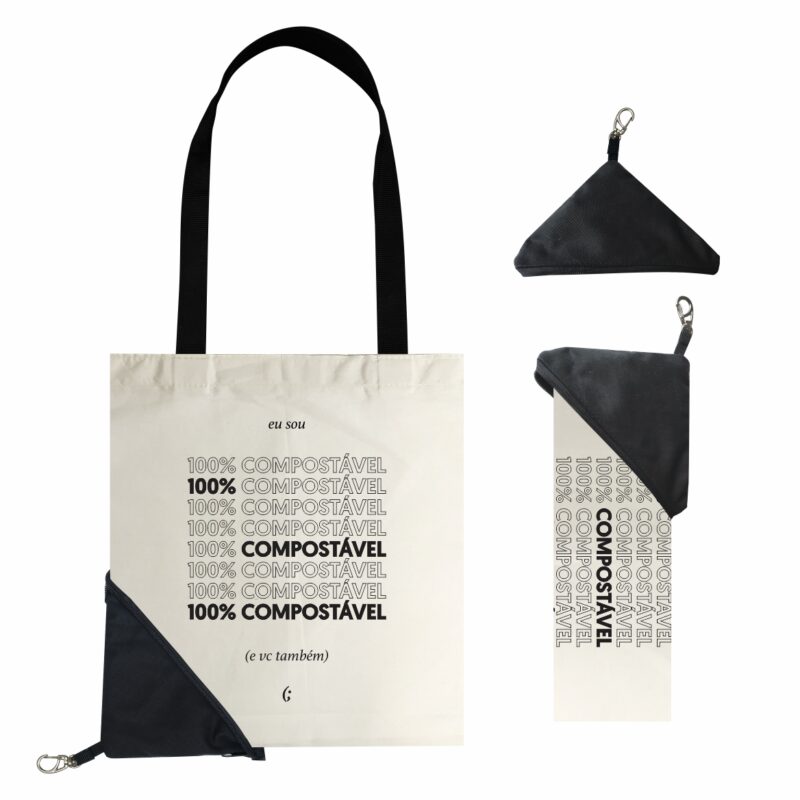 Ecobag Dobrável Fechamento com bolso Triangular