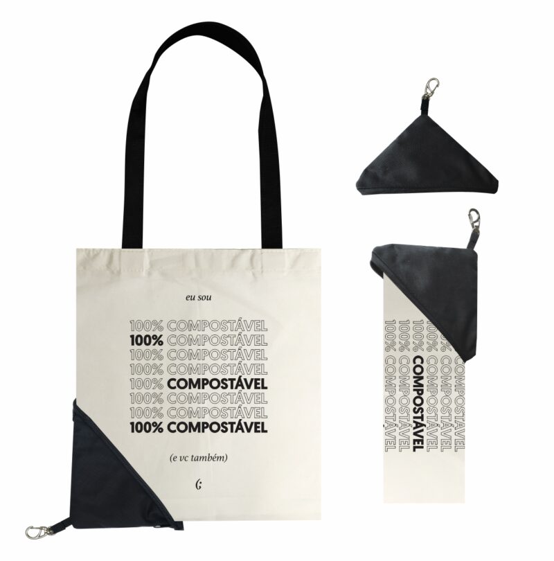 Ecobag Dobrável Fechamento com bolso Triangular