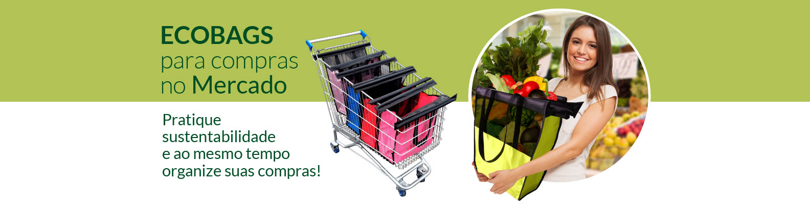 Kit com quatro Ecobags para compras no Mercado