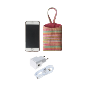 Porta carregador para celular em lona.