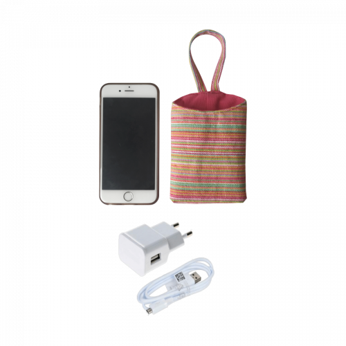 Porta carregador para celular em lona.