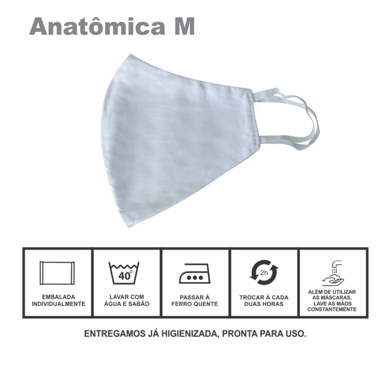 Máscara Anatômica de Algodão Reutilizável  M - Imagem 4