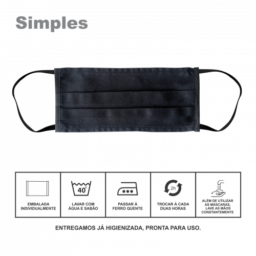 MÁSCARA 100% ALGODÃO REUTILIZÁVEL – SIMPLES – UMA CAMADA DE TECIDO