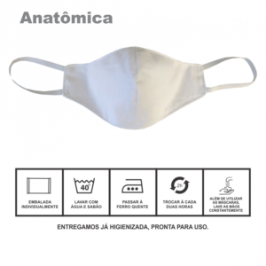 Máscara 100% Algodão Reutilizável Anatômica
