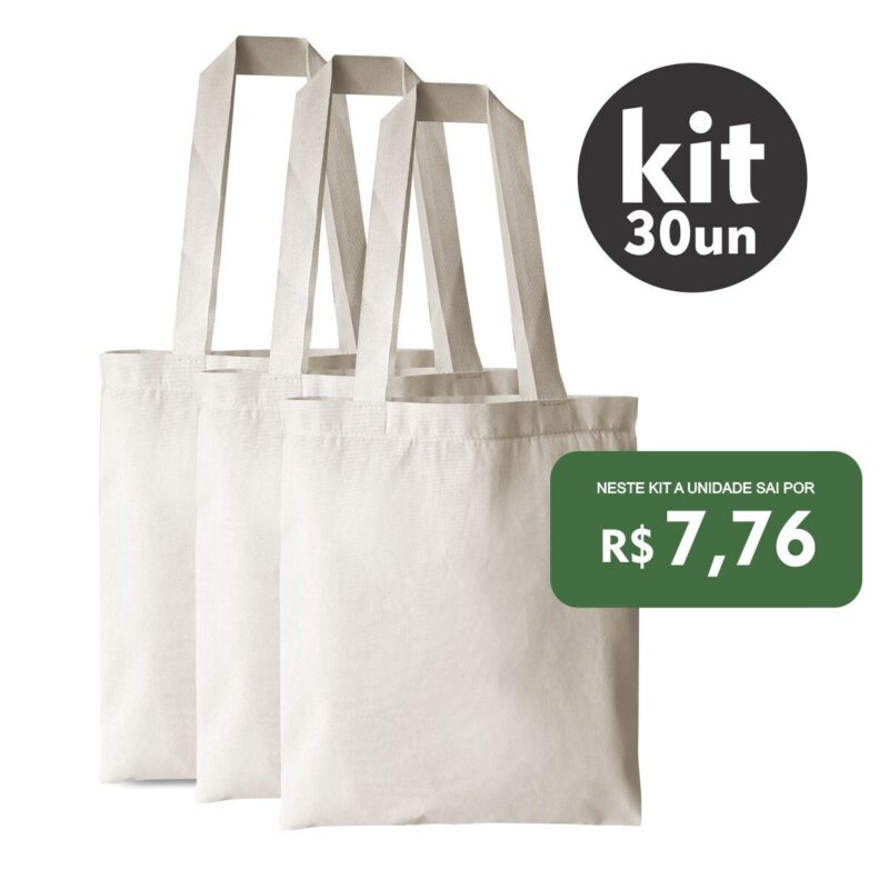 KIT 30 EcoBag Algodão Cru 35x40 sem estampa