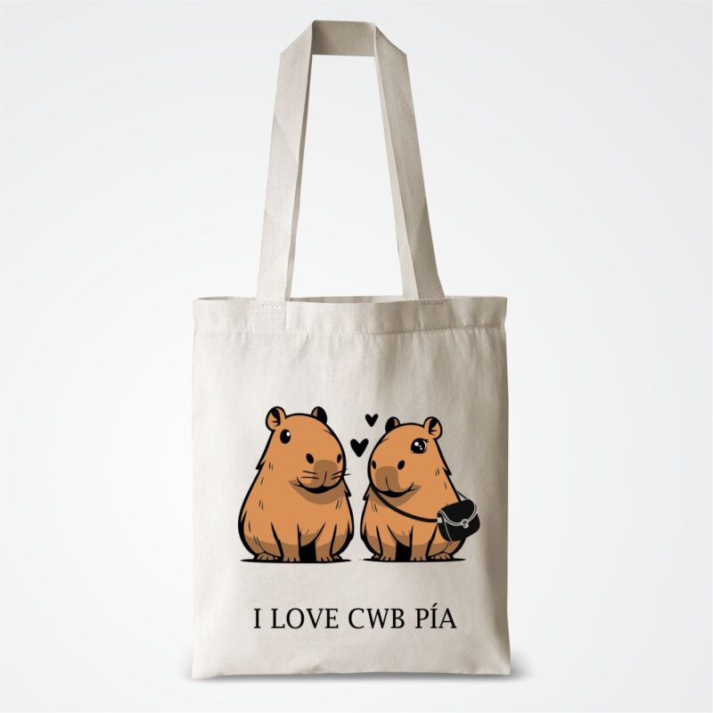 EcoBag Algodão Cru 35x40 Capivara Casal