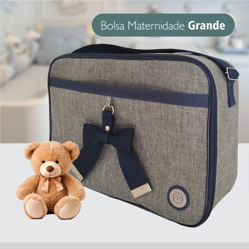 Bolsa Kit Maternidade 3 Peças Para Menino Azul Marinho - Imagem 4
