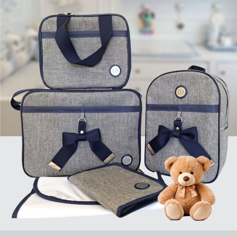 Bolsa Kit Maternidade 5 Peças Para Menino Azul Marinho - Imagem 3