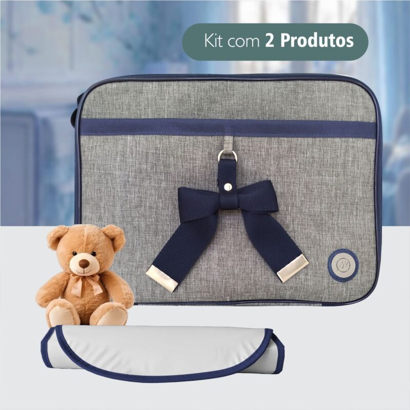 Bolsa Kit Maternidade 2 Peças Para Menino Azul Marinho - Imagem 7