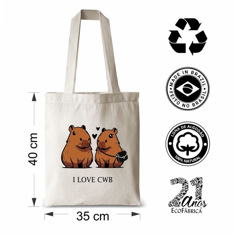 KIT Ecobag + Necessaire Box 22x14x8 Capivara - Imagem 12