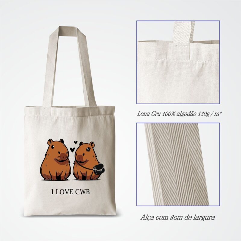 KIT Ecobag + Necessaire Box 22x14x8 Capivara - Imagem 13