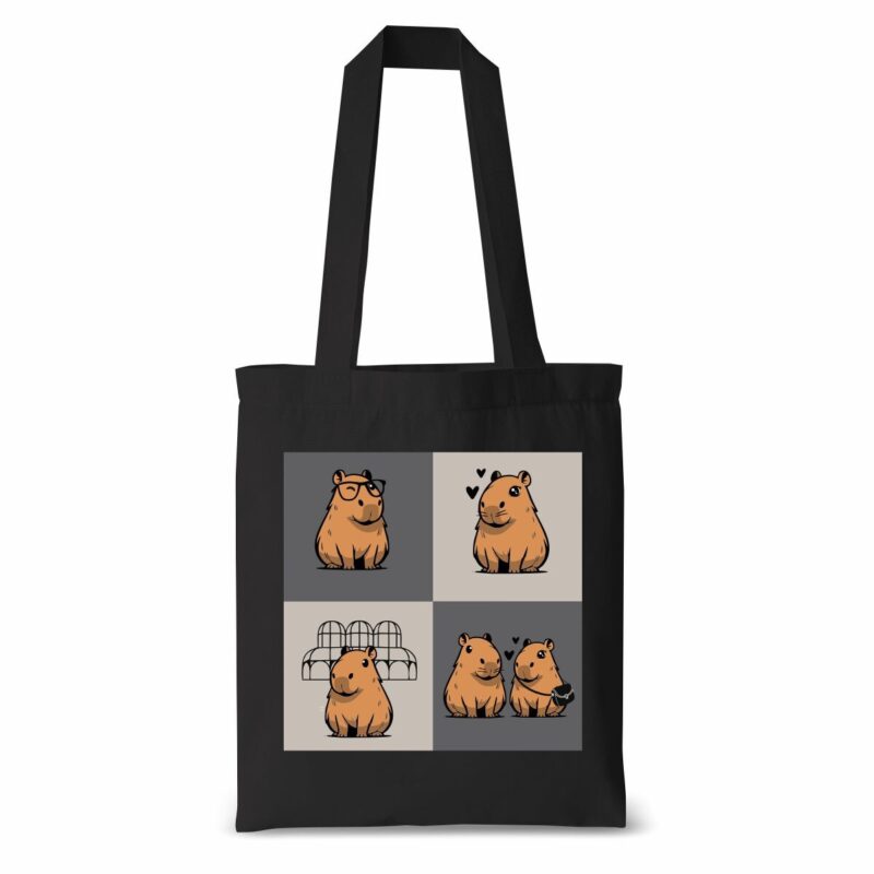 EcoBag Algodão Cru 35x40 Capivaras PRETA