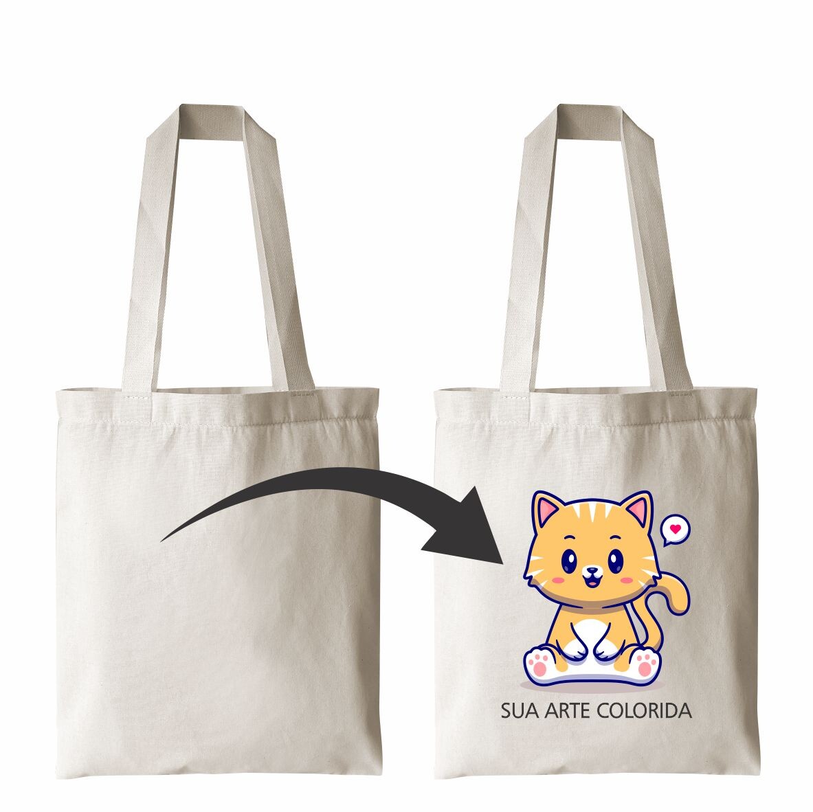 KIT 15 EcoBags Cru 35x40 PERSONALIZAÇÃO COLORIDA