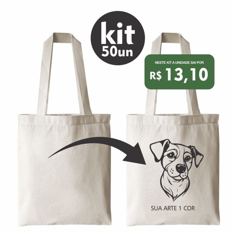 KIT 50 EcoBags Cru 35x40 PERSONALIZAÇÃO 1 cor PROMOÇÃO