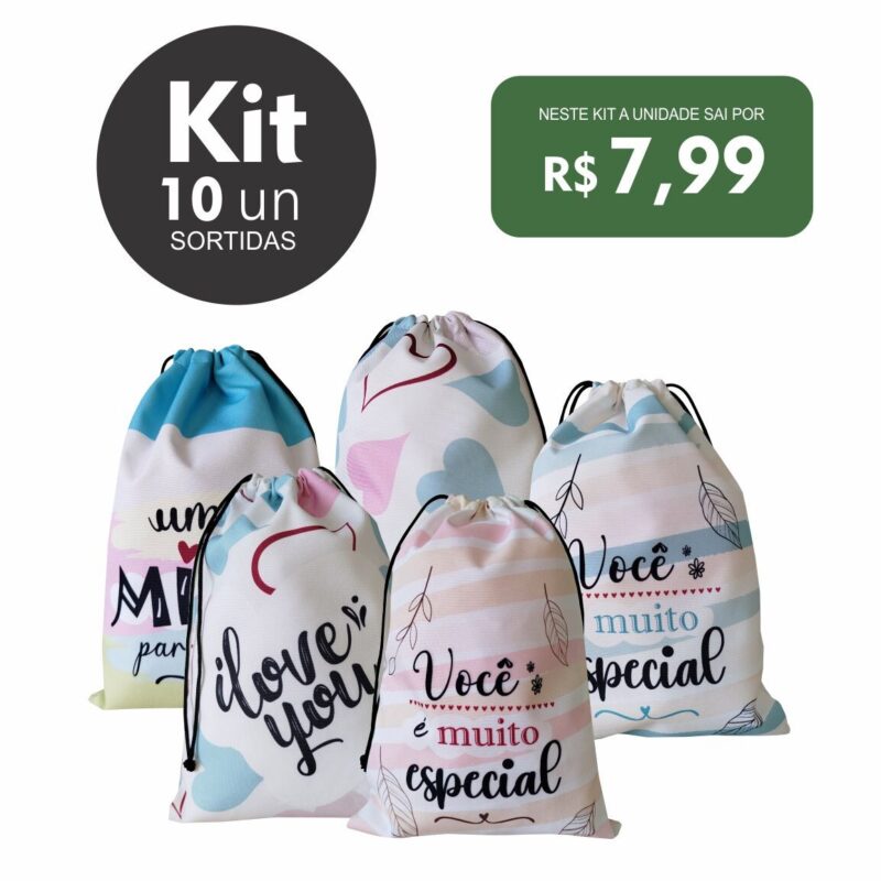 KIT 10 un Saquinho Presente 20X30 ML
