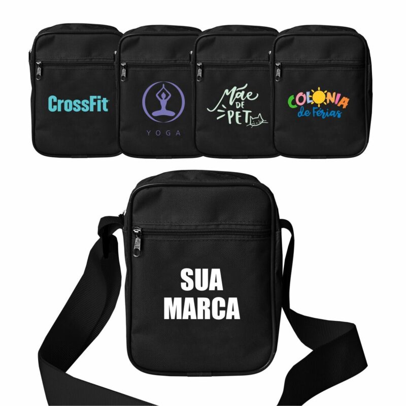 KIT com 5 Shouder Bag Mini Preta 12x17x6 cm PERSONALIZADAS