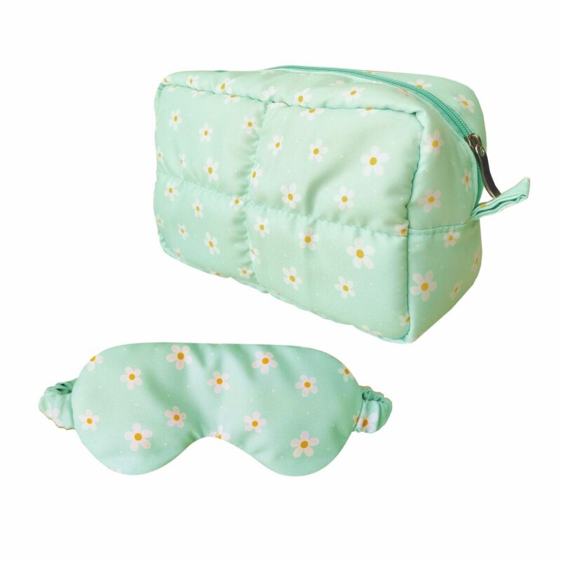 Kit Necessaire e tapa Olho Margaridas Verde