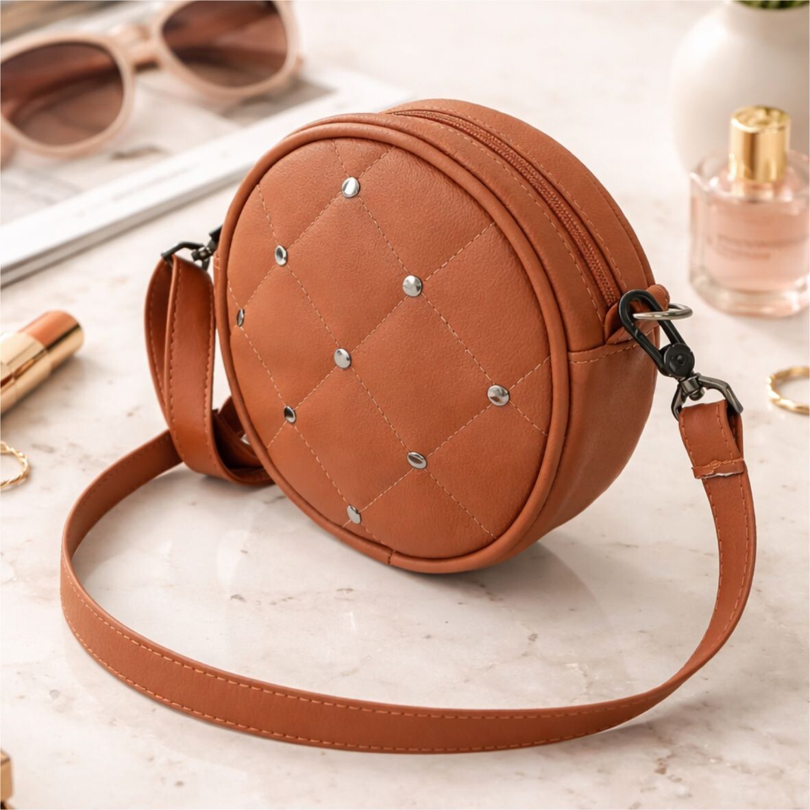 Bolsa Dot Redonda 18x18x5 Térracota - Imagem 3