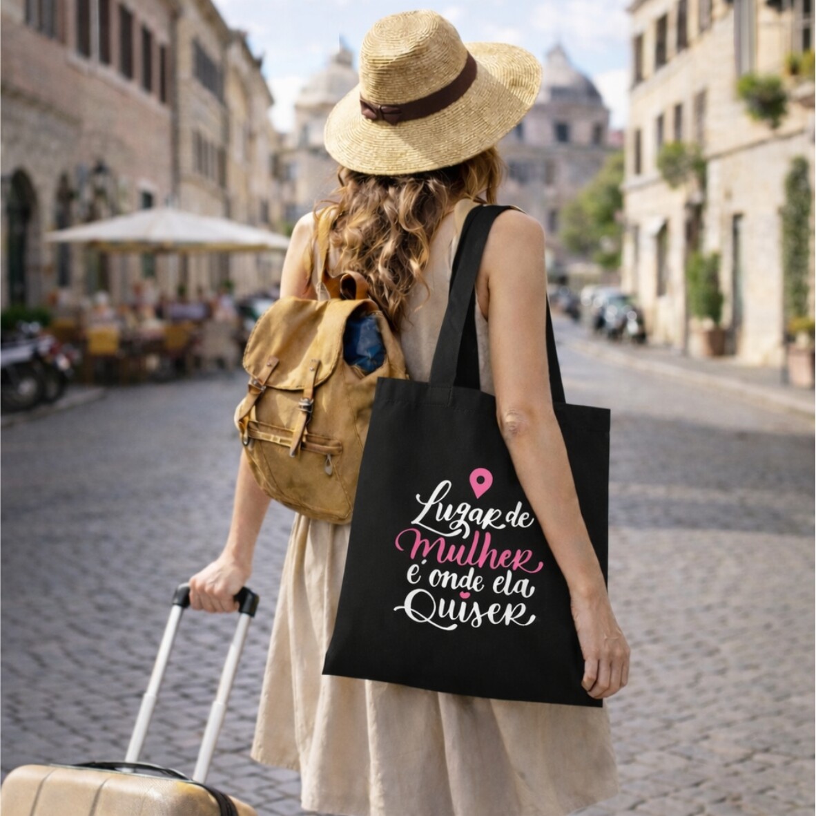 EcoBag Algodão Preta 35x40 Dia da mulher - Imagem 2