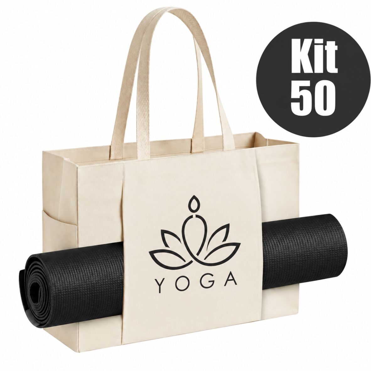 Kit 50 peças Ecobag YOGA Cru 45x37x16 - PERSONALIZADA - 1 COR